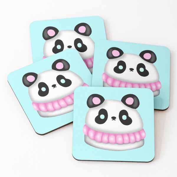 Item preview, A small, delicate macaron cake in the shape of a cute white panda with pink cream designed and sold by katecheerycake.