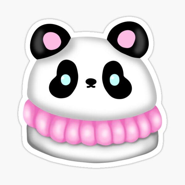 Vista previa del artículo con la obra «Un pequeño y delicado pastel de macarrones con la forma de un lindo panda blanco con crema rosa.», diseñado y vendido por katecheerycake.