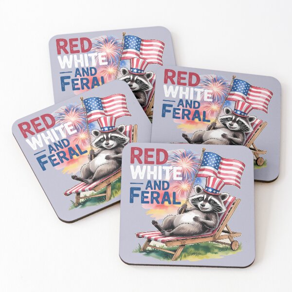 Item preview, Red White And Feral Raccoon designed and sold by KateLeap.