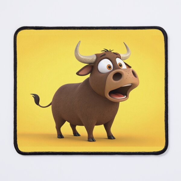 Item preview, A cartoon bull with big eyes and an open mouth designed and sold by elkuni.