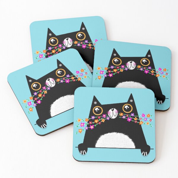 Item preview, Cute cat with flowers designed and sold by poket.piktures.