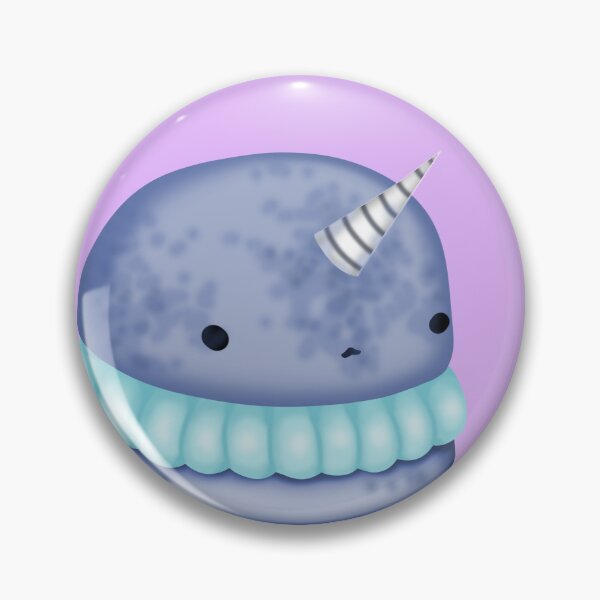 Item preview, A small, delicate macaron cake in the shape of a cute blue narwhal with pastel blue cream designed and sold by katecheerycake.