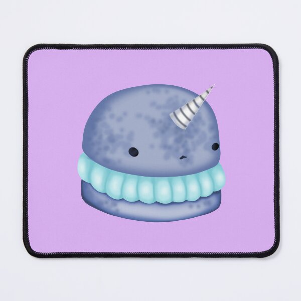 Item preview, A small, delicate macaron cake in the shape of a cute blue narwhal with pastel blue cream designed and sold by katecheerycake.