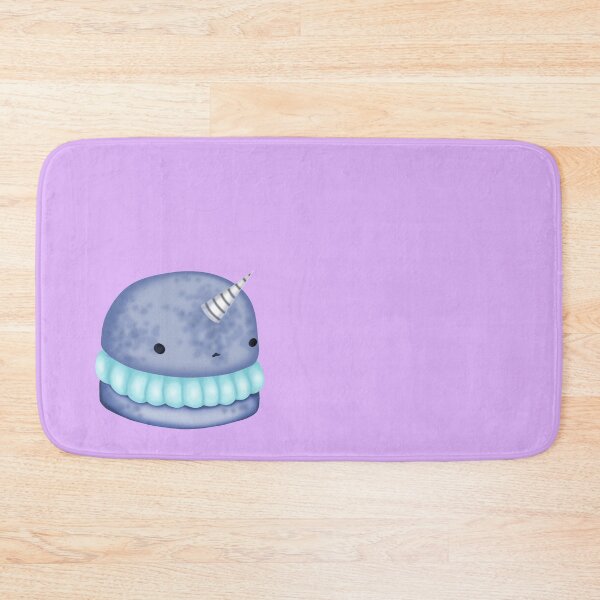 Item preview, A small, delicate macaron cake in the shape of a cute blue narwhal with pastel blue cream designed and sold by katecheerycake.
