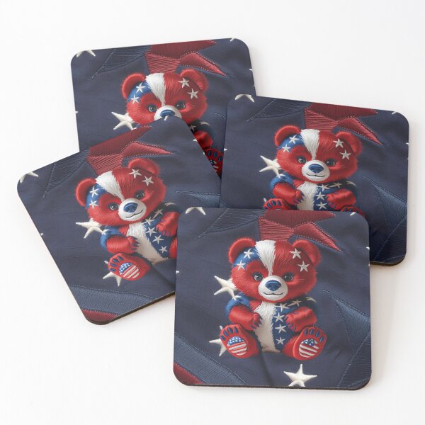 Item preview, Embroidered Cute Bear with Red, White, and Blue Stars and Stripes Design designed and sold by ArtDesignTp.