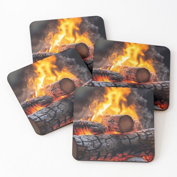 Item preview, Close-Up of Burning Firewood Logs at Campfire Night designed and sold by BestDetailer.