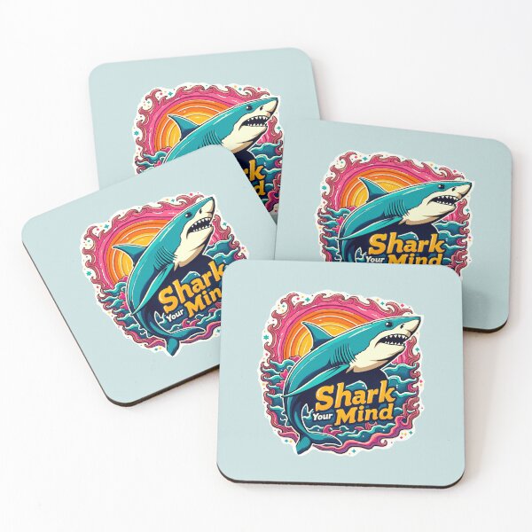 Artikelvorschau, Shark Your Mind – Farbenfrohes, kräftiges, typografisches Hai-Design entworfen und verkauft von MitaBoo.