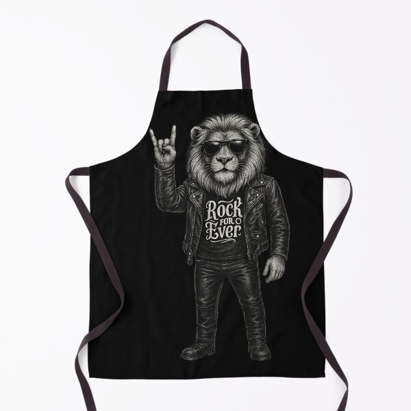 Item preview, Rock Forever Lion – Fierce Lion in Sunglasses and Leather Jacket Throwing Metal Horns designed and sold by Daagath.