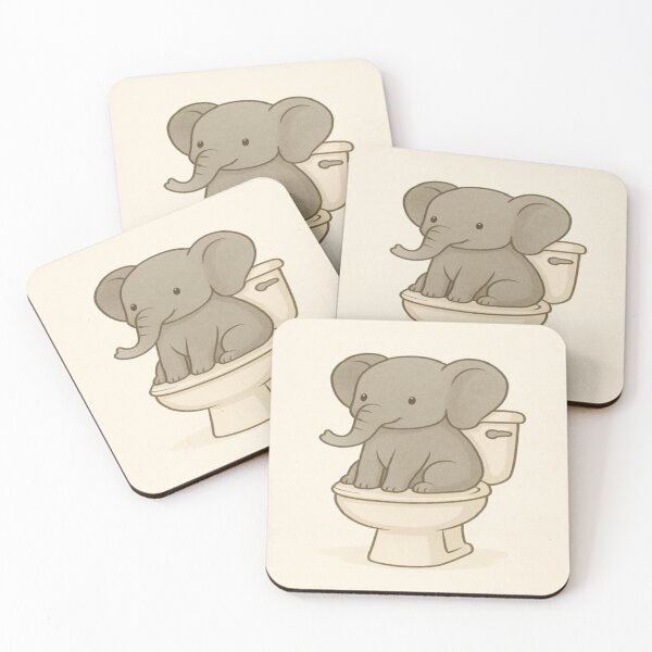 Item preview, Funny Elephant on Toilet – Cute Animal Bathroom Wall Art designed and sold by SocialSway.