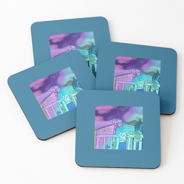 Item preview, Cereo and Biscubble looking at a city landscape view designed and sold by Swirling_UniverseShop.