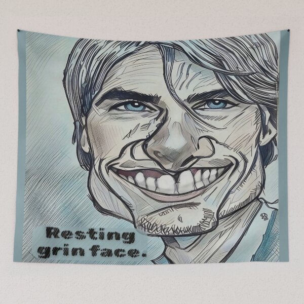 Item preview, Resting Grin Face Funny Caricature Art designed and sold by gleefulme.