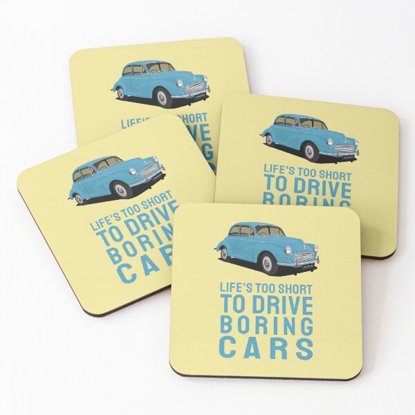Item preview, Life's too short to drive boring cars with Morris Minor in blue designed and sold by knappidesign.