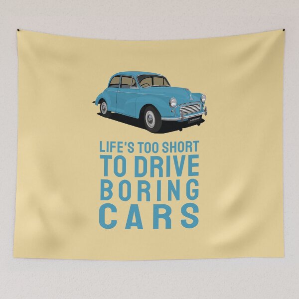 Item preview, Life's too short to drive boring cars with Morris Minor in blue designed and sold by knappidesign.