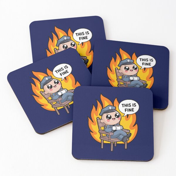 Item preview, This Is Fine Funny Cartoon Cop Meme designed and sold by MonkiFlipp.