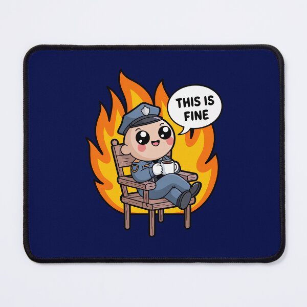 Item preview, This Is Fine Funny Cartoon Cop Meme designed and sold by MonkiFlipp.