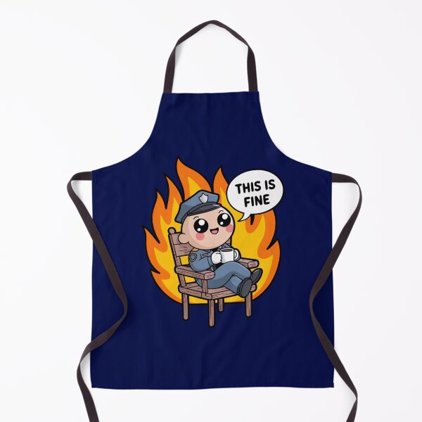 Item preview, This Is Fine Funny Cartoon Cop Meme designed and sold by MonkiFlipp.