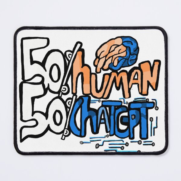 Item preview, 50% Human 50% ChatGPT - Funny AI Art - Tech Brain Design designed and sold by Cherry Prism Designs.