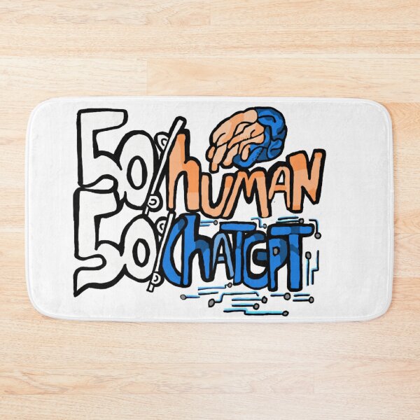 Item preview, 50% Human 50% ChatGPT - Funny AI Art - Tech Brain Design designed and sold by Cherry Prism Designs.