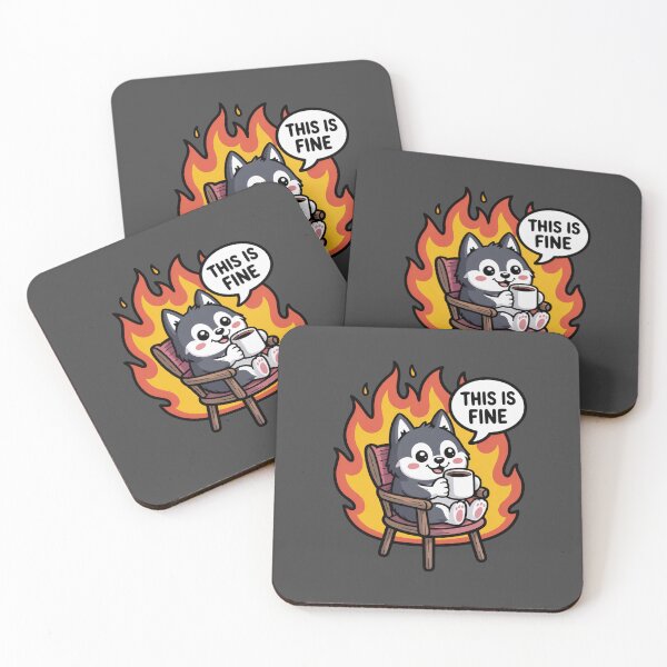 Item preview, This Is Fine Funny Husky Dog Meme designed and sold by MonkiFlipp.