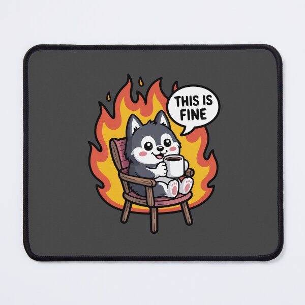 Item preview, This Is Fine Funny Husky Dog Meme designed and sold by MonkiFlipp.