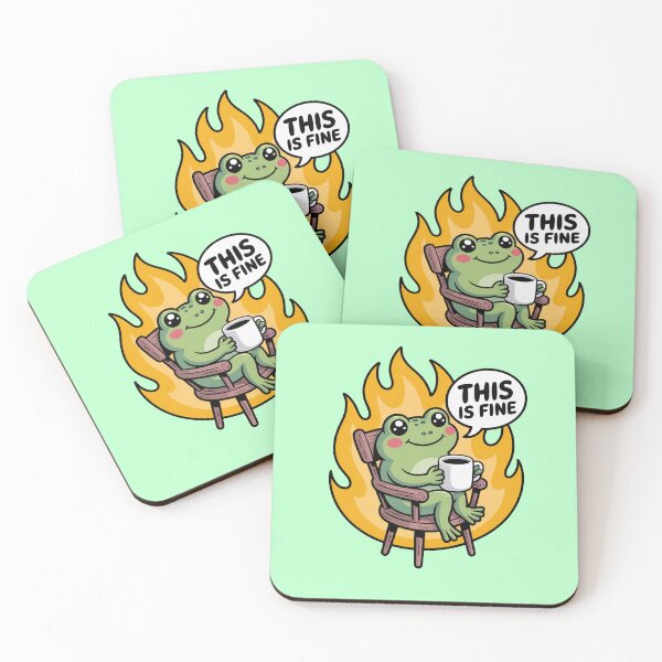 Item preview, This Is Fine Funny Cartoon Frog Meme designed and sold by MonkiFlipp.