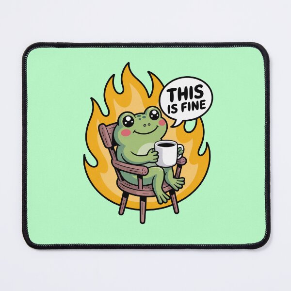 Item preview, This Is Fine Funny Cartoon Frog Meme designed and sold by MonkiFlipp.