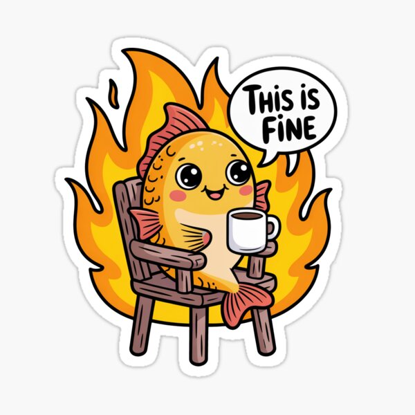 Item preview, This Is Fine Funny Goldfish Cartoon Meme designed and sold by MonkiFlipp.