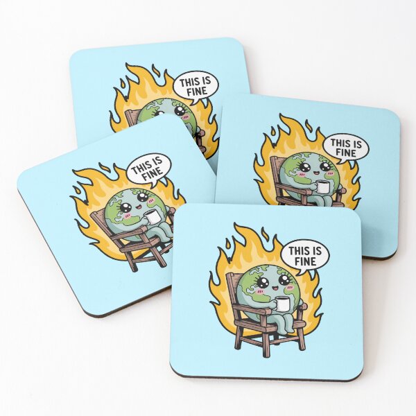 Item preview, This Is Fine Funny Cartoon Earth Meme designed and sold by MonkiFlipp.