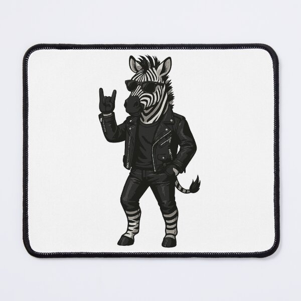 Item preview, Rebel Zebra in Leather – Rocker Zebra with Shades and Metal Hand Gesture designed and sold by Daagath.