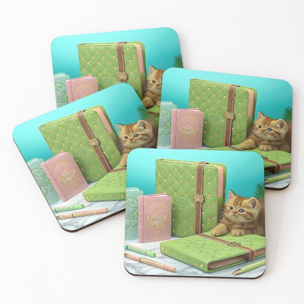 Item preview, aesthetic pet lifestyle flatlay,kawaii cat and journal accessories,fantasy-inspired luxury notebook design,Luxury cat themed stationery set,notebook with kitten designed and sold by Donlaporn.