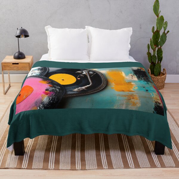 Item preview, Spinning Vinyl Vibes - Bold Abstract Turntable Art with Pink and Orange Records Digital AI Art designed and sold by OlfactoART Studio.