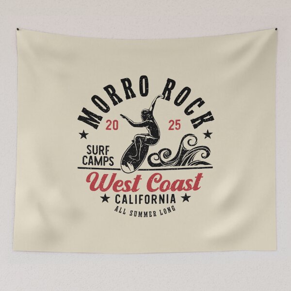 Item preview, Surfing Morro Rock Surf Camp West Coast California designed and sold by eclecTEEq.