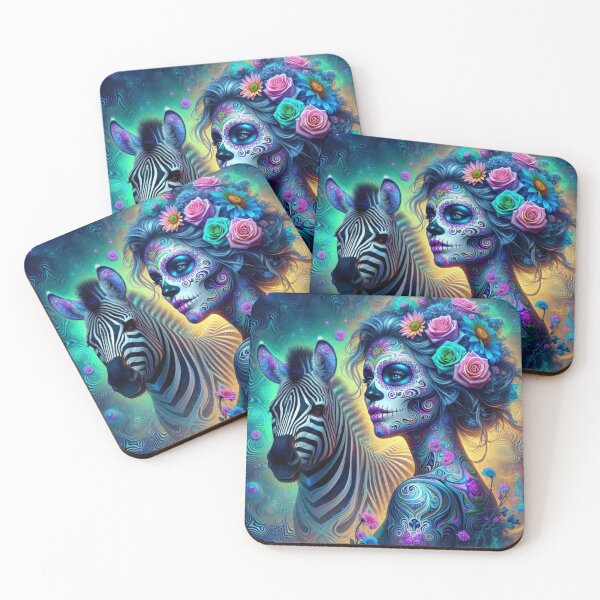 Item preview, Colorful Zebra Spirit Guide & Sugar Skull Goddess Animal Art | Spiritual, Self-Love Gift designed and sold by SoulveStuff.