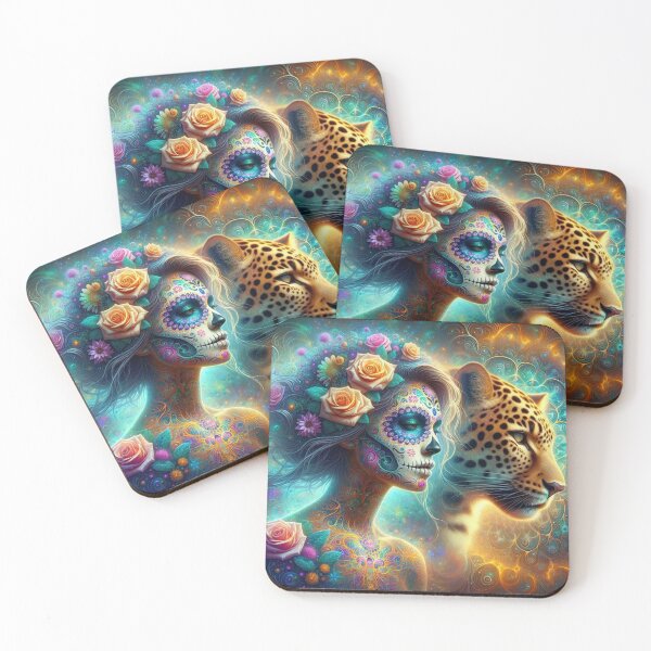 Item preview, Colorful Leopard Spirit Guide & Sugar Skull Goddess Animal Art | Spiritual, Self-Love Gift designed and sold by SoulveStuff.
