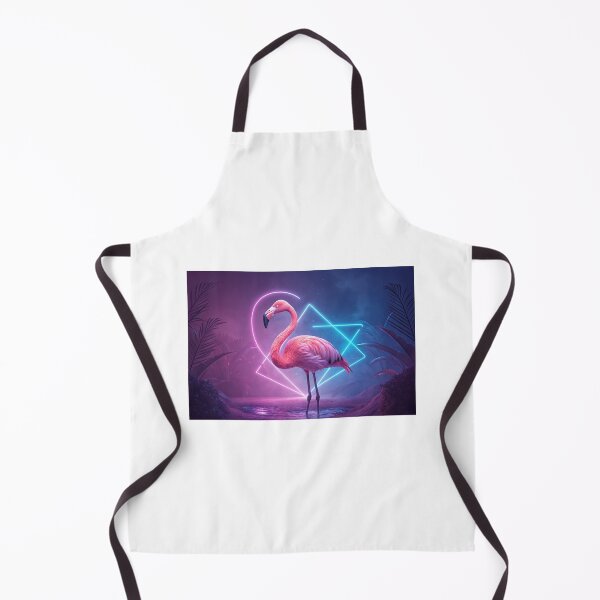 Item preview, a neon flamingo in a portrait, with purple and blue geometric glow designed and sold by elkuni.
