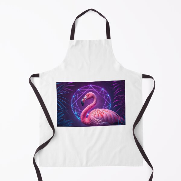 Item preview, a neon flamingo in a portrait, with purple and blue geometric glow designed and sold by elkuni.