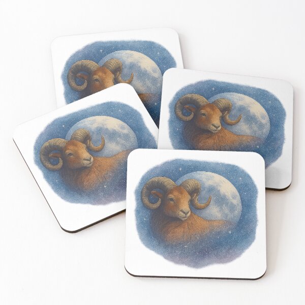 Item preview, Moon in Aries – Fiery Celestial Ram Illustration designed and sold by Emocean-Designs.