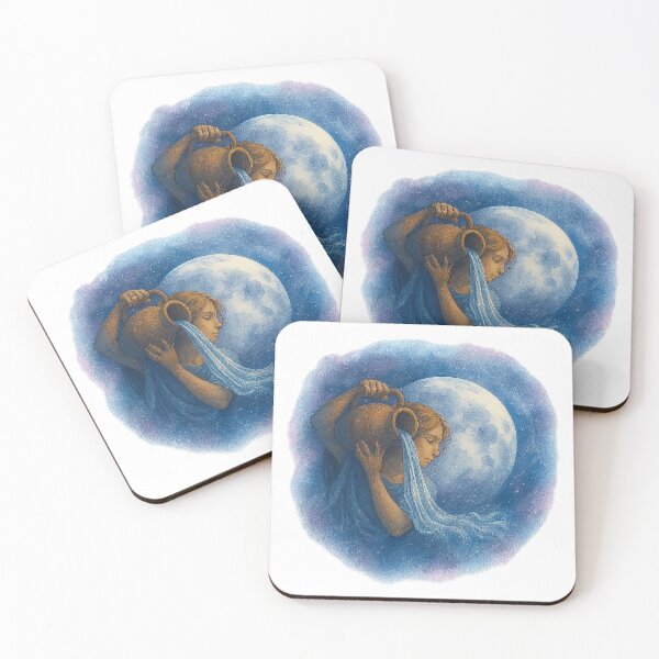 Item preview, Moon in Aquarius – Ethereal Water Bearer Celestial Art designed and sold by Emocean-Designs.