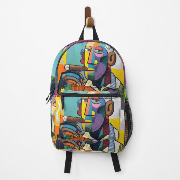 Item preview, Multicolored Geometric Cigar Portrait - Bold Abstract Art with Vibrant Blocks and Sharp Angles designed and sold by OlfactoART Studio.