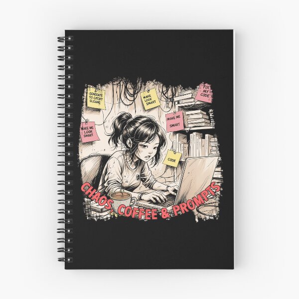 Item preview, Chaos, Coffee & Prompts – Funny AI Girl Coding Design designed and sold by TestudoDesign.
