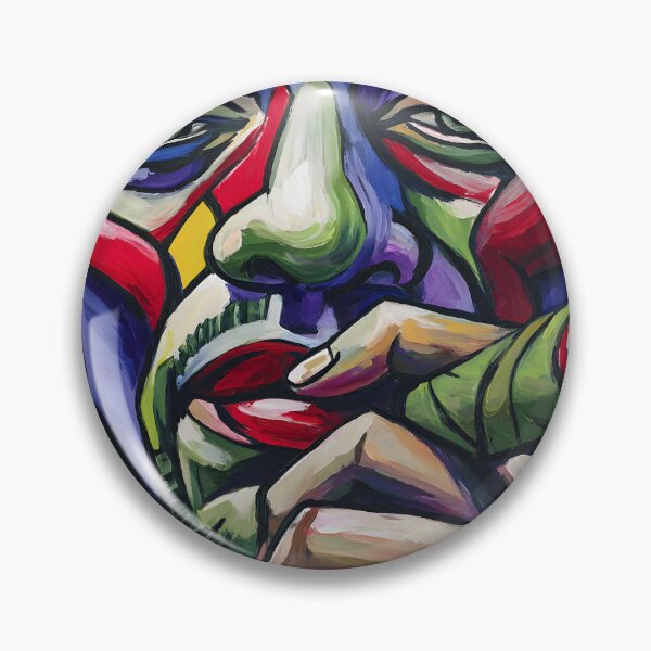 Item preview, Striking Close-Up of Person Holding Cigar Rendered in Vivid Color Blocks - Dynamic Expression in Reds Blues Greens and Yellows designed and sold by OlfactoART Studio.