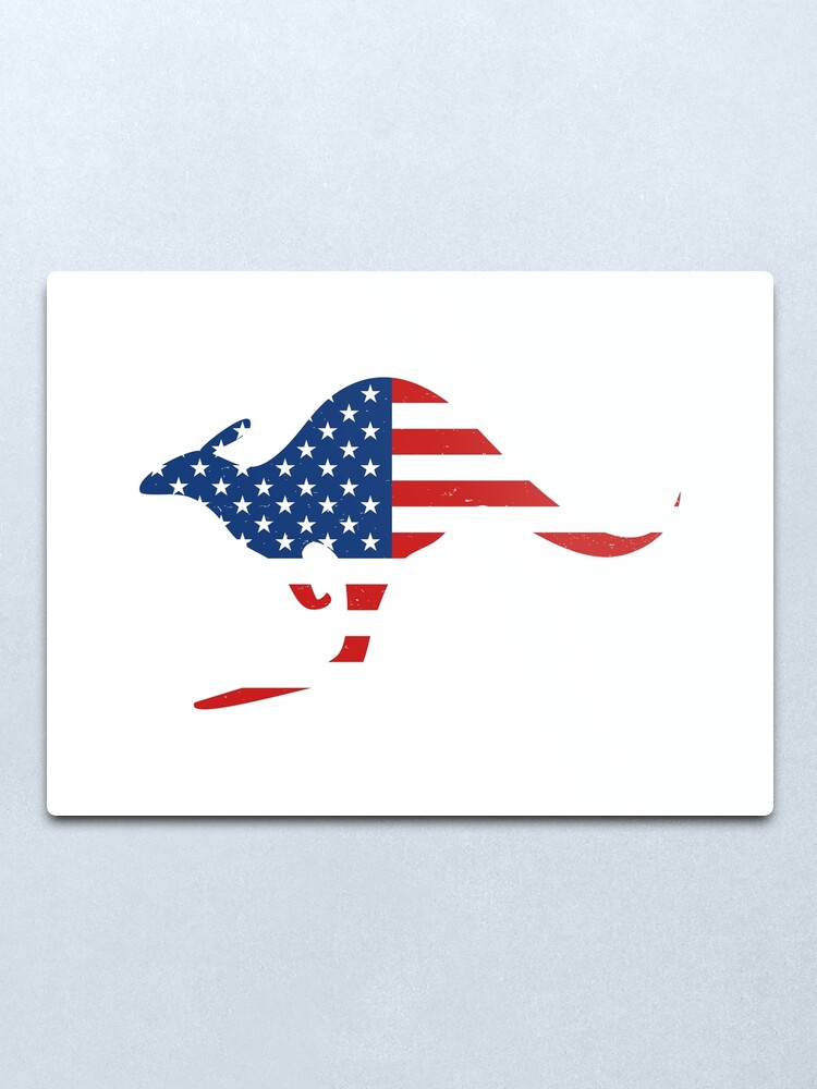 Alternate view of Kangaroo American Flag Metal Print