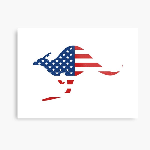 Kangaroo American Flag Metal Print