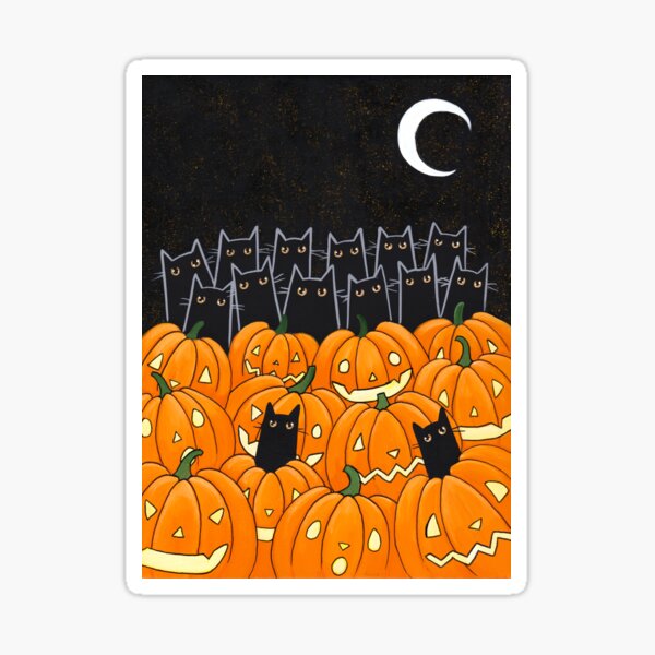 Black Cats & Jack-o-Lanterns Sticker