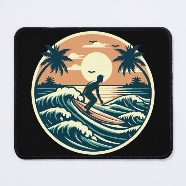 Aperçu de l'œuvre Vagues de surf rétro Sentez-vous vivant ! Brise de l'océan, genoux sablonneux, cœur apaisé. créée et vendue par RDRdesign.