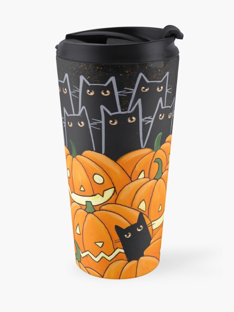 Alternate view of Black Cats & Jack-o-Lanterns Travel Mug