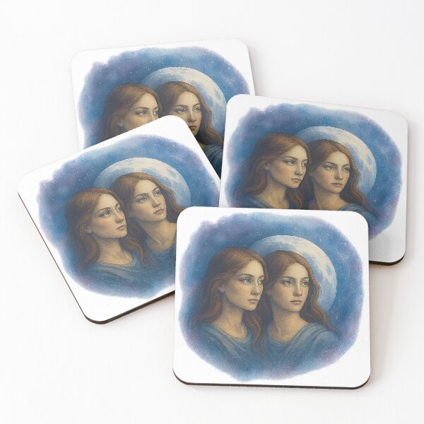 Item preview, Moon in Gemini – Dreamy Celestial Twins Watercolor Art designed and sold by Emocean-Designs.