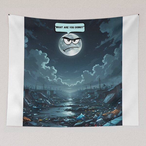 Item preview, What Are You Doing? – Angry Moon Over Polluted Earth designed and sold by sniffpad.