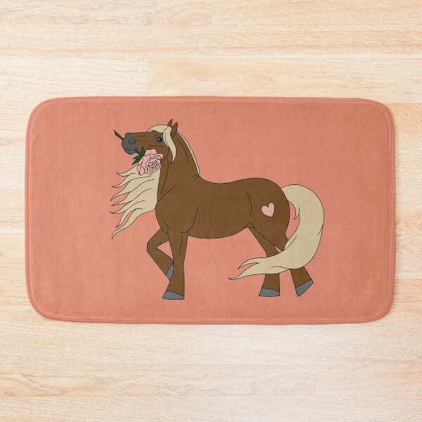 Item preview, Cute Sorrel Cartoon Pony with Peach Rose designed and sold by DappledMoon.