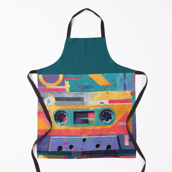 Item preview, Dynamic Cassette Energy - Vibrant Tape Art with Bold Blue Orange and Pink Geometric Background designed and sold by OlfactoART Studio.